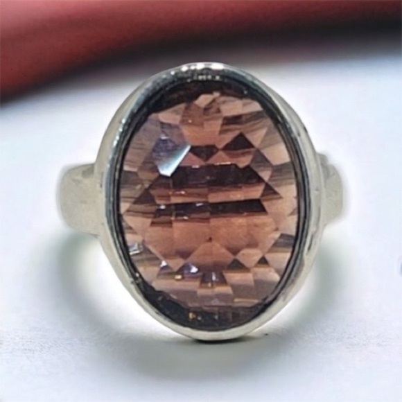 Sterling Silver w/ Glass Cut Insert Ring- Size 7 - Picture 1 of 7
